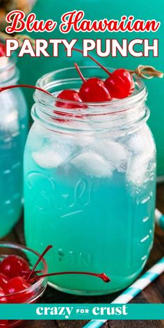 Serve up this Blue Hawaiian Party Punch! It's an easy Labor Day party drink with vodka. Refreshing and delicious while being super pretty, this alcoholic punch recipe is sure to be a hit! Save this summer cocktail idea! Hawaiian Party Punch, Vodka Punch Recipes Parties, Vodka Party Punch, Cocktail For A Crowd, Blue Hawaiian Drink, Party Punch Recipe, Jungle Juice Recipe, Hawaiian Drinks