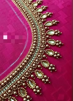 Aari Beads Work, Blouse Hand Work, Gold Blouse Designs, Aari Blouses, Pink Blouse Designs, Aari Work Designs, Blouse Designs Pattern, Latest Bridal Blouse Designs, Aari Design