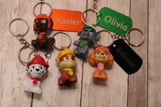 several key chains with cartoon characters on them