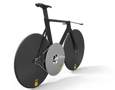 a black bike with wheels and spokes is shown on a white background in this 3d image