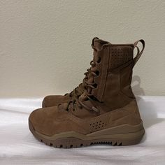 Brand New Nike Sfb Field 2 8" Leather Tactical Boots Without Box Brown Combat Boots For Outdoor Activities, Brown Combat Style Hiking Boots, Brown Combat Hiking Boots For Outdoor, Brown Combat Style Hiking Boots For Outdoor, Tactical Brown Hiking Boots, Tactical Leather Desert Boots With Reinforced Toe, Brown Combat Work Boots For Outdoor Activities, Brown Tactical Work Boots For Outdoor Work, Tactical Brown Work Boots For Outdoor