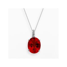 Shimmering diamond accents and a lab-created ruby stone give this oval pendant an elegant look. Click on this JEWELRY & WATCHES GUIDE to learn about fit, styles, materials and more! Pendant Details: Pendant length: .59-in. Chain length: 18-in. Clasp: spring-ring Metal: rhodium-plated sterling silver Diamond Details: Carat total weight: less than 1/10 Cut: round Color: I-J Clarity: I2-I3 Setting: prong Stone Details: Stone type: lab-created ruby Cut: oval Setting: prong Image(s) may be enlarged t Ruby Necklace Designs, Indian Diamond Jewellery, Fine Gold Necklace, Silver Jewellery Online, Handcrafted Silver Jewelry, Silver Diamond Necklace, Diamond Jewelry Necklace, Solitaire Pendant Necklace, Silver Earrings Handmade