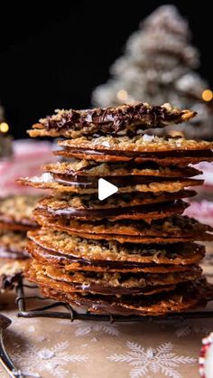 a stack of cookies sitting on top of a table