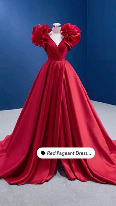 Frock For Teens, Red Pageant Dress, Satin Formal Gown, Ruffle Prom Dress, Classy Gowns, Simple Gowns, Draping Fashion, Stylish Party Dresses