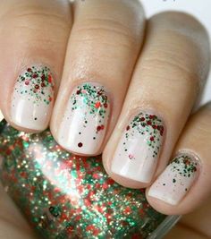 Holiday Nails Easy, Christmas Nail Designs Easy, Christmas Nails Diy, Christmas Nail Art Easy, Unghie Nail Art, Christmas Nails Easy