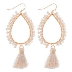 Elegant Beaded Teardrop Tassel Drop Earrings in Grey or Ivory Add a touch of elegance and playful sophistication to your jewelry collection with these stunning Beaded Teardrop Tassel Drop Earrings. Measuring approximately 2.75 inches in length, these earrings make a bold yet graceful statement, perfect for elevating your everyday outfits or adding a fun, chic element to a special occasion look. Available in two versatile and classic color options—grey or ivory—these earrings offer a range of sty Elegant Tassel Teardrop Earrings, Elegant Teardrop Tassel Earrings, Beige Tassel Dangle Earrings, Elegant Beaded Dangle Earrings With Tassels, Elegant Beige Dangle Beaded Earrings, White Dangle Tassel Earrings With Pearl Drop, White Pearl Drop Dangle Tassel Earrings, Elegant White Beaded Earrings With Tassels, Elegant White Beaded Teardrop Earrings