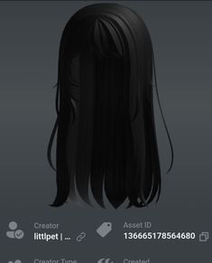 an animated image of a woman's head with long black hair and bangs on her head