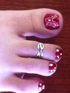 Roll Tide! Alabama nails Auburn Nails, Nail Deaigns, Toe Colors, Roll Tide Alabama, Alabama College Football, Alabama College