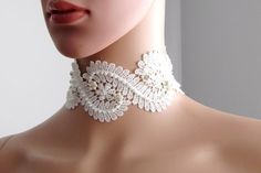 Pearly Bridal Shower Leaf Lace Choker Delicate Handmade | Etsy Elegant Bridal Accessories With Pearl Embroidery, Elegant Pearl Embroidered Bridal Accessories, Elegant White Lace With Pearl Embroidery, Elegant Beaded Lace Bridal Accessories, Beaded Pearl Bridal Accessories For Wedding, White Lace Necklace For Wedding, Elegant Beaded Bridal Accessories For Wedding, Cream Beaded Jewelry For Wedding, Elegant Pearl Embroidery Jewelry For Wedding