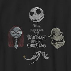 the nightmare before christmas t - shirt with jack skellingy, tim burton's head and other characters on it