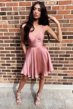 pink party dress,pink cocktail dress,pink homecoming dresses Rose Pink Prom Dresses, School Event Dress, Pink Homecoming, Satin Homecoming Dress, Homecoming Party, Pink Homecoming Dress, Pink Cocktail Dress, Graduation Dresses, Satin Short