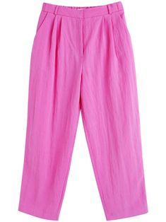 fuchsia pink cotton rear elasticated waistband belt loops concealed fly and button fastening slip pockets to the sides straight leg cropped Cashmere Loungewear, Chinti And Parker, Fringe Cardigan, Cashmere Dress, Cashmere Accessories, Cashmere Jumper, Knitwear Dress, Fuchsia Pink, Cashmere Cardigan