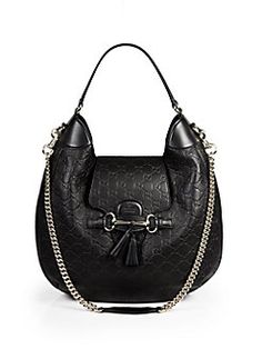 Gucci - Emily Guccissima Leather Hobo Black Gucci Purse, Gucci Hobo Bag, Leather Hobo Handbags, Swag Bag, Leather Hobo Bag, Hobo Handbags