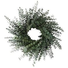 a wreath made out of green leaves on a white background