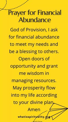 a prayer for financial abundance with the words god of provisions, ask for financial abundance