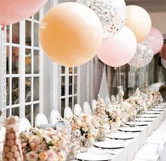 the instagram page is filled with balloons and desserts for an elegant wedding reception