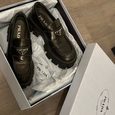 Good Condition, Fast Shipping!! Prada Loafers, Photo Polaroid, Prada Fashion, Black Loafers, Genuine Leather Shoes, Leather Shoes Woman, Prada Shoes, Replica Handbags, Platform Sneakers