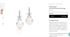 Tiffany And Co Pearl, Pearl And Diamond Earrings, Tiffany And Co, Diamond Earrings, Pearl Earrings, Jewelry Earrings, Gifts