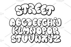 the letters are drawn in graffiti style with black and white ink on a white background