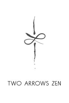 the logo for two arrowszen is shown in black and white, with an artistic design