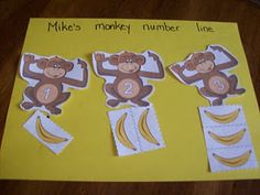 three monkeys are on top of bananas cut out to spell the number 1, 2, and 3