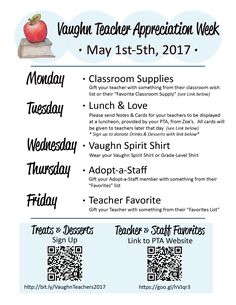 a flyer for the teacher appreciation week