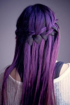 Purple Hair Waterfall Braid Hairstyle, Traditional Hairstyle, Looks Pinterest, Frou Frou, Boho Hairstyles, Crazy Hair, Love Hair, Ombre Hair