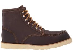 This handcrafted, classic workman's boot gives off genuine American flair. The Eastland 1955 Edition® Lumber Up boasts two-tone Taslan laces are reinforced to allow for a personalized, proper fit..Distressed, full grain leather uppers have the look and feel of a broken in pair..Full linings wick moisture away to promote a healthy environment for your feet..EVA footbed provides enhanced shock absorption to reduce foot/leg fatigue..Supportive shank below the footbed offers stability with every ste Classic Lace-up Work Boots With Reinforced Toe, Vintage Snip Toe Work Boots In Oiled Leather, Rugged Vintage Brown Moc Toe Boots, Vintage Brown Rugged Moc Toe Boots, Vintage Brown Moc Toe Rugged Boots, Vintage Oiled Leather Work Boots With Snip Toe, Vintage Brown Oiled Leather Work Boots, Rustic Brown Work Boots With Goodyear Welt Construction, Rustic Brown Work Boots With Goodyear Welt