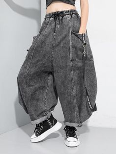 LOOSE STITCHING RIBBED JEAN WIDE LEG PANTS - Zebrant Fashion Trousers Women, Ribbed Jeans, Patchwork Denim, Denim Pants Women, Trouser Style, Denim Patchwork, Grey Denim, Denim Trousers, Wide Leg Denim