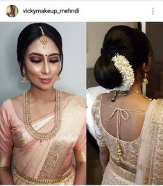 two pictures of the same woman with different hair styles, one is wearing a white blouse and