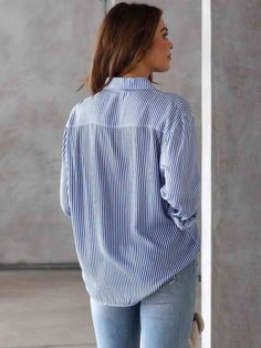 Features: Basic style Sheer: Opaque Stretch: No stretch Material composition: 50% cotton, 50% polyester Care instructions: Machine wash cold. Tumble dry low. Imported Product measurements: S: bust 39.8 in, length 28.1 in, shoulder 19.1 in, sleeve length 21.1 in M: bust 41.7 in, length 28.9 in, shoulder 19.9 in, sleeve length 21.5 in L: bust 43.7 in, length 29.6 in, shoulder 20.7 in, sleeve length 21.8 in XL: bust 46.8 in, length 30.4 in, shoulder 21.8 in, sleeve length 22.2 in 2XL: bust 49.9 in, Casual Fitted Blouse With Shirttail Hem, Long Sleeve Cotton Top For Daywear, Cotton Long Sleeve Top For Daywear, Striped Collared Blouse Relaxed Fit, Relaxed Fit Striped Collared Blouse, Striped Collared Blouse With Relaxed Fit, Striped Cotton Tops With Relaxed Fit, Striped Cotton V-neck Shirt, Striped V-neck Cotton Shirt