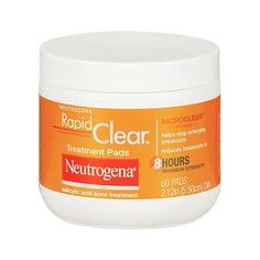 Acne treatment pads help remove dirt, oil, and makeup Clinically proven to reduce breakouts in 8 hours Maximum-strength formula for acne-prone skin Micro-clear technology boosts delivery of acne medicine Clinically proven to work Not over-drying; non-irritating Oil-free and non-comedogenic (won't clog pores) #1 dermatologist recommended acne brand 60 pre-moistened treatment pads Conveniently clear breakouts fast and help prevent emerging ones with Neutrogena Rapid Clear Maximum Strength Treatmen Neutrogena Rapid Clear, Acne Vulgaris, Natural Acne Remedies, Salicylic Acid Acne, Natural Acne, Acne Problem, Acne Remedies, Skin Remedies, Acne Skin