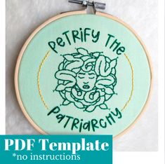 an embroidery pattern with the words petrify the pattercrity on it