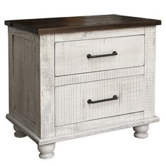 Avalon Rustic Farmhouse 2 Drawer Nightstand - White - Crafters and Weavers Stained Nightstand, White Farmhouse Dresser, Modern Farmhouse Dresser, Dresser And Nightstand Set, Dresser And Nightstand, Two Drawer Nightstand, Iron Drawer Pulls, White Modern Farmhouse, Farmhouse Nightstand