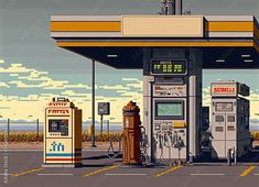 an image of a gas station with two machines