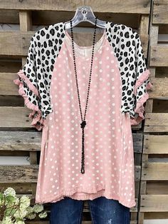 Women's Pink Leopard Print Casual Top Boho Plus Size, Boho Mode, Leopard Top, Leopard Print Shorts, Mode Boho, Leopard Print Top, Round Neck Tees, Stylish Plus, Plus Size Top