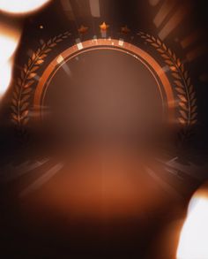 the reflection of a person's face in front of a circular mirror with an award on it