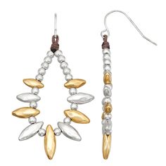 You'll love the bold style of these beaded teardrop earrings from Bella Uno. You'll love the bold style of these beaded teardrop earrings from Bella Uno. Length: 1.86 in.L X 1.06 in. W Backings: wire Metal: zinc Finish: worn Nickel free Packaging: decorative card Recycled mixed Size: One Size. Color: Silver. Gender: female. Age Group: adult. Material: Alt Metal. Metal Earrings With Faceted Beads, Adjustable Teardrop Beaded Metal Earrings, Metal Teardrop Earrings With Dangling Beads, Beaded Metal Teardrop Jewelry, Metal Teardrop Beaded Earrings, Metal Beaded Teardrop Jewelry, Teardrop Silver Beads Metal Jewelry, Silver Beaded Teardrop Earrings, Metal Teardrop Beaded Earrings With Ear Wire