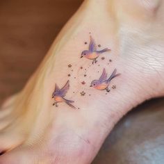 two birds with stars on their feet