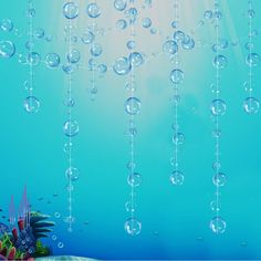 an underwater scene with bubbles floating in the air