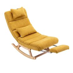 Description: Name: rocking chair Color: Yellow Material: Solid wood Product assembly size: 22.83x51.37x32.67in Packing list: 1x rocking chair Mid Century Rocking Chair, Nursery Glider Chair, Armless Lounge Chair, Rocking Recliner, Upholstered Rocking Chairs, Modern Rocking Chair, Rocking Armchair, Wood Rocking Chair, Nursery Glider