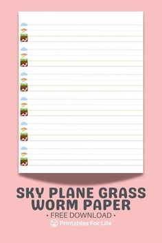 the sky plane grass worm paper is shown on a pink background