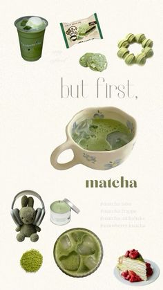 an advertisement for matcha green tea and its ingredients