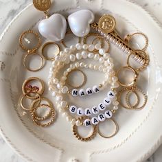 The Pearl Bracelet – Names For Good Women Bride, Acrylic Letters, Friend Bracelets, Letter Bracelet, Fresh Water Pearls, Grandparent Gifts, Letter Beads, Water Pearls, Letter Charms