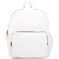 Designed for kids (but sometimes worn by adults too), the Classic Mini Backpack is a must-have for heading to school or for trips near & far! Fill it with school supplies or a change of clothes or shoes. Don't miss the super-helpful water bottle holder on the side. *This backpack is often worn by adults, but is fit for a child* White Leather Backpack For School, White Casual Leather School Backpack, Casual White Leather School Backpack, Casual White Leather Backpack For School, White Leather Student Backpack, Casual White Leather Backpack For Back To School, White Leather Backpack For Back To School, White Leather Standard Backpack For Students, White Leather Backpack With Zipper For School