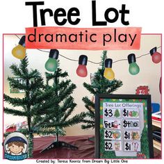 christmas tree lot dramatic play with free printables for kids to practice counting and subtracing