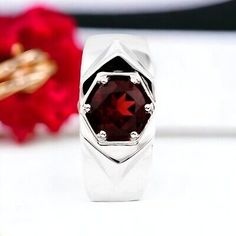 ad eBay - Find many great new & used options and get the best deals for Round Cut Garnet Unique Ring 925 Silver Designer Ring Men's Garnet Ring, Jewelry at the best online prices at eBay! Free shipping for many products! Luxury Silver Garnet Ring, Mens Garnet Ring, Gents Ring, Garnet Jewelry, Garnet Ring, Pocket Watches, Men's Jewelry Rings, Unique Ring, Garnet Rings