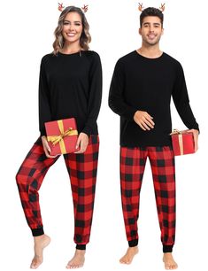 PRICES MAY VARY. Each set of this pajamas is sold separately! Made in the USA or Imported Button closure Hand Wash or Machine Wash Warmth Meets Comfort: Whenever cold weather creeps in, keep you and your family cozy and warm with Sexqero's ultra-soft plaid family pajama set.The matching family pajama set is made from high-quality fabrics that are super soft, breathable, skin-friendly, and delicately stitched, make Christmas a day to remember for you and your family with our plaid two-piece pajama set. Classic Plaid Design: The matching family Christmas plaid pajama features a notch neck, contrast trim, buttons and breast pockets. Long-sleeved pajama tops are well cut with no excess thread and trousers with an elasticated waist to fit any body type. These beautiful family matching pajamas a Mens Plaid Pants, Plaid Pjs, Buffalo Plaid Pajamas, Family Matching Pajamas, Christmas Pjs Family, Family Pajama Sets, Couple Christmas, Plaid Pajama Pants, Comfy Lounge