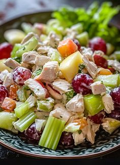 Health meal, low carbs meals, keto meal Chicken Waldorf Salad Recipe, Chicken Waldorf Salad, Waldorf Chicken Salad, German Cucumber Salad, Beef Tips And Gravy, Classic Salad, White Chili Chicken Recipe