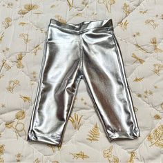 Bought These Super Fun Leggings For My Baby To Wear To A Wedding And Then We Weren’t Able To Go! Never Been Worn! Fun Leggings, Silver Leggings, Metallic Leggings, Best Leggings, My Baby, Kids Bottoms, Colorful Leggings, A Wedding, Metallic Silver